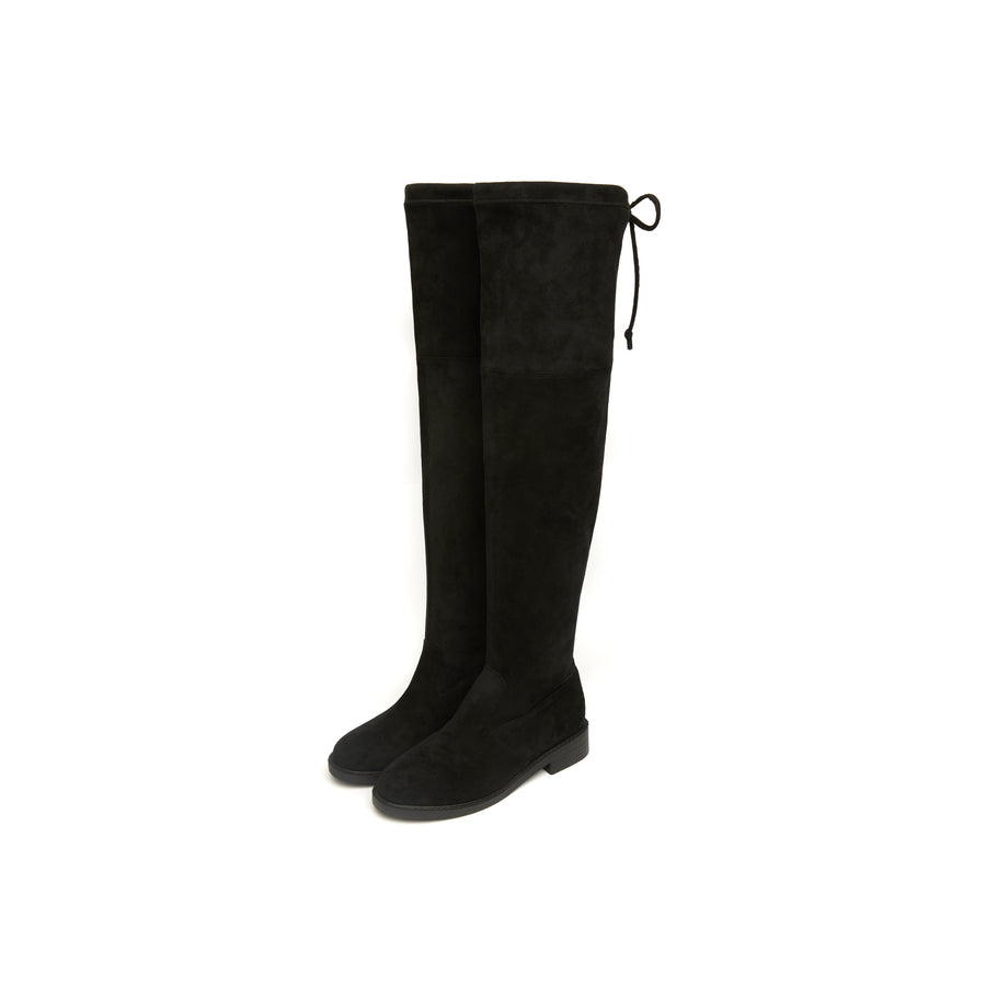 Kiley Slim Suede Boots - Long Length (BLK)