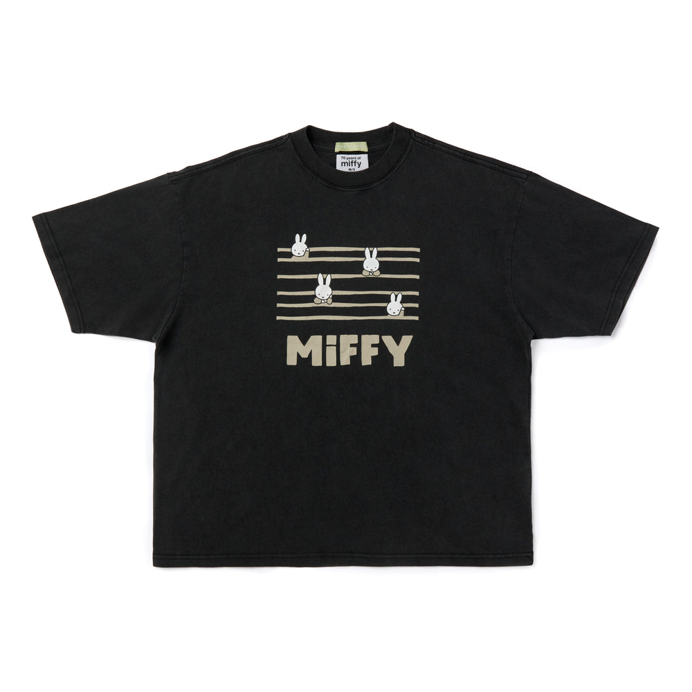 Miffy 70S Stripe Washed Tee - Black (BLK)