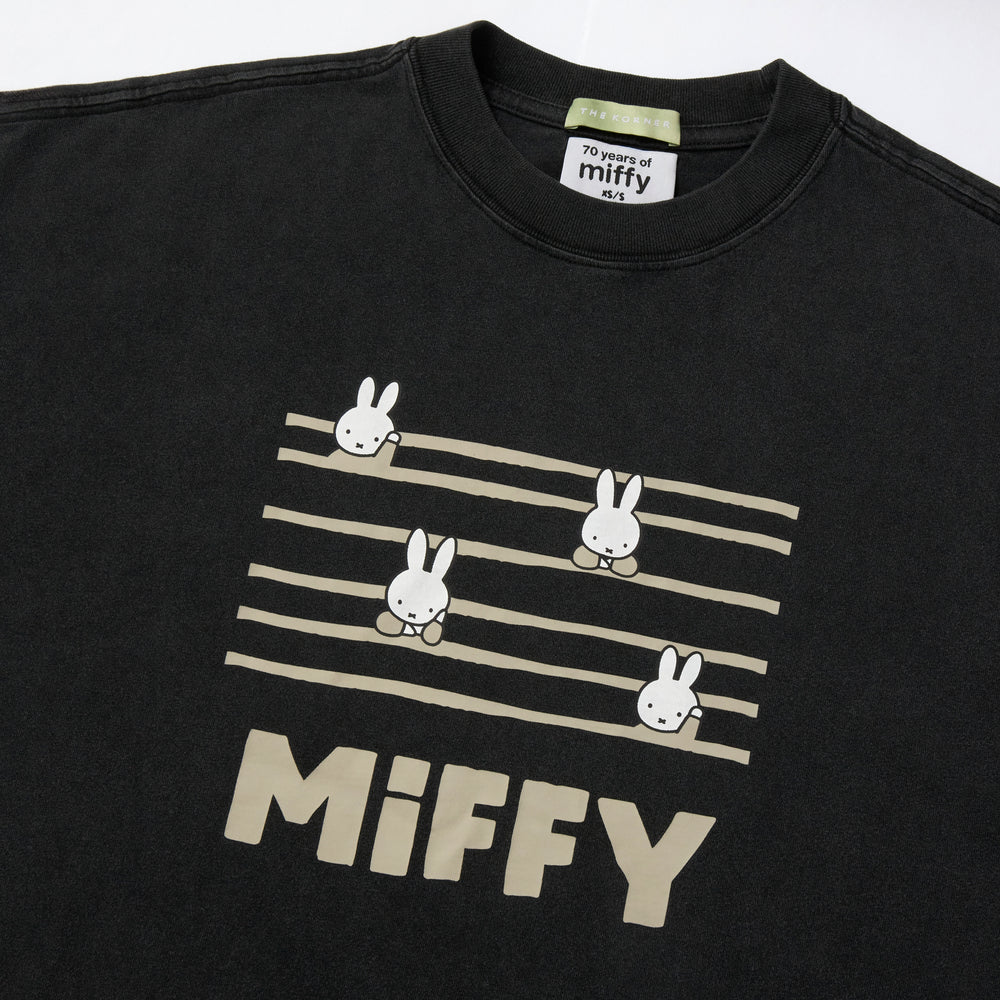 Miffy 70S Stripe Washed Tee - Black (BLK)
