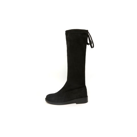 Kiley Slim Suede Boots - Mid Length (BLK)