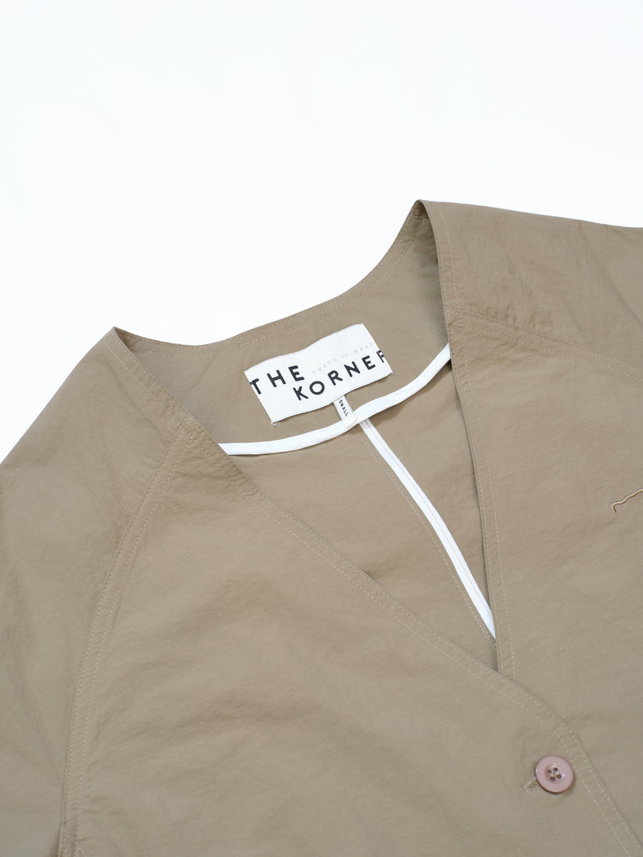 Collarless Overshirt - Khaki (KHK)