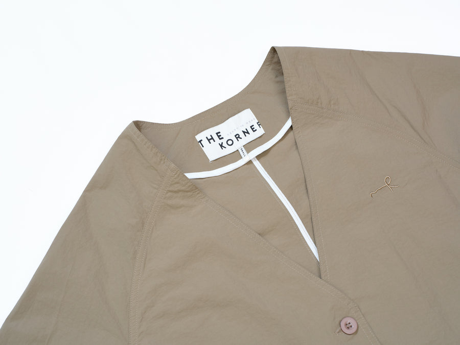 Collarless Overshirt - Khaki (KHK)