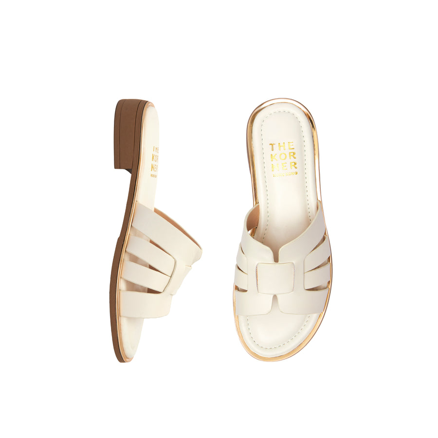 Kris Leather Slippers - Beige ( BEI )