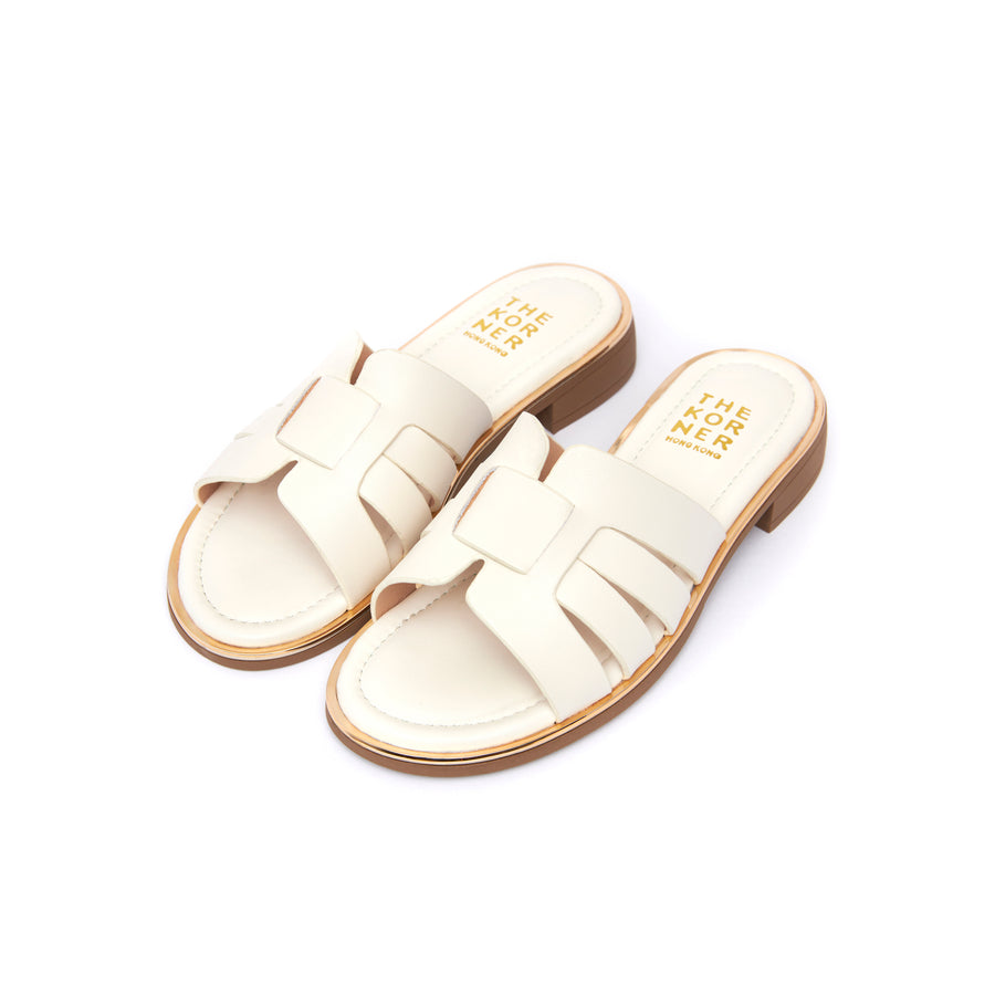 Kris Leather Slippers - Beige ( BEI )