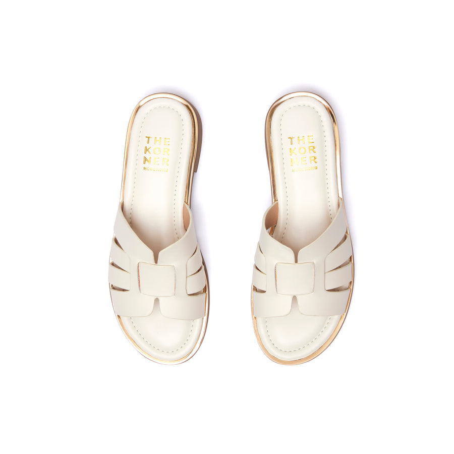 Kris Leather Slippers - Beige ( BEI )