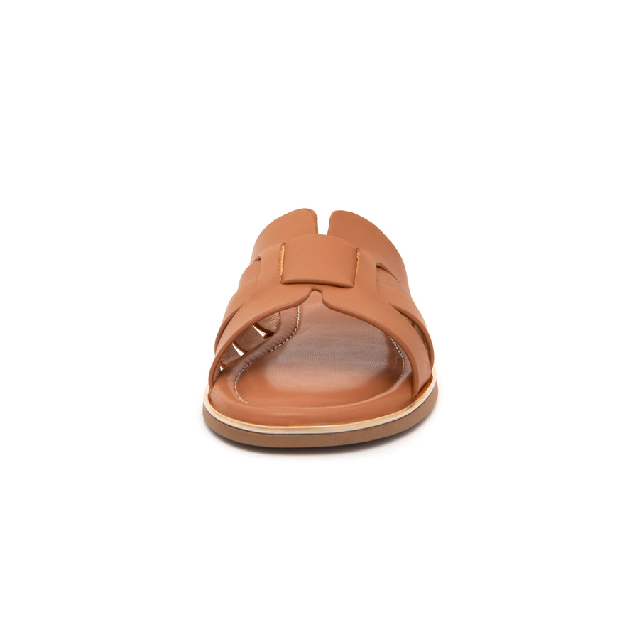 Kris Leather Slippers - Khaki ( KHK )