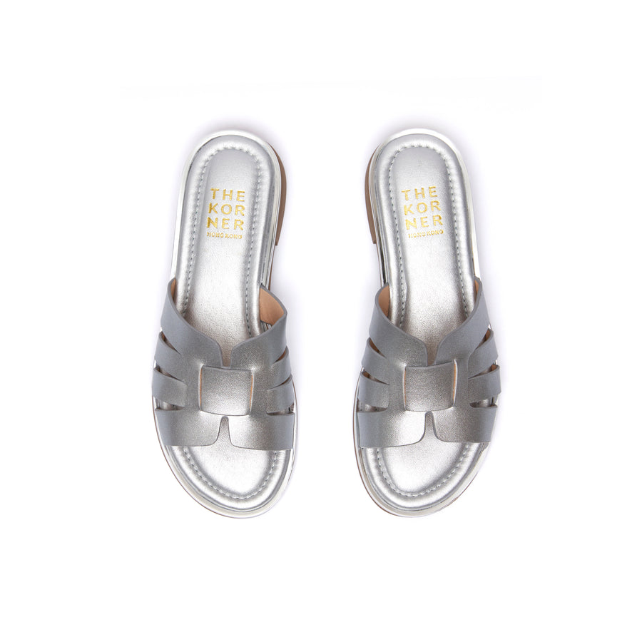 Kris Leather Slippers - Sliver ( SIL )