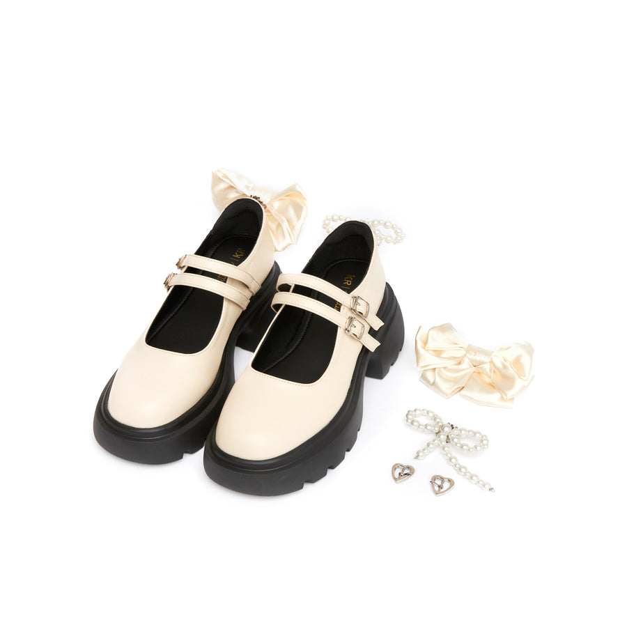 Ribbon Chunky Loafers - Beige (BEI)