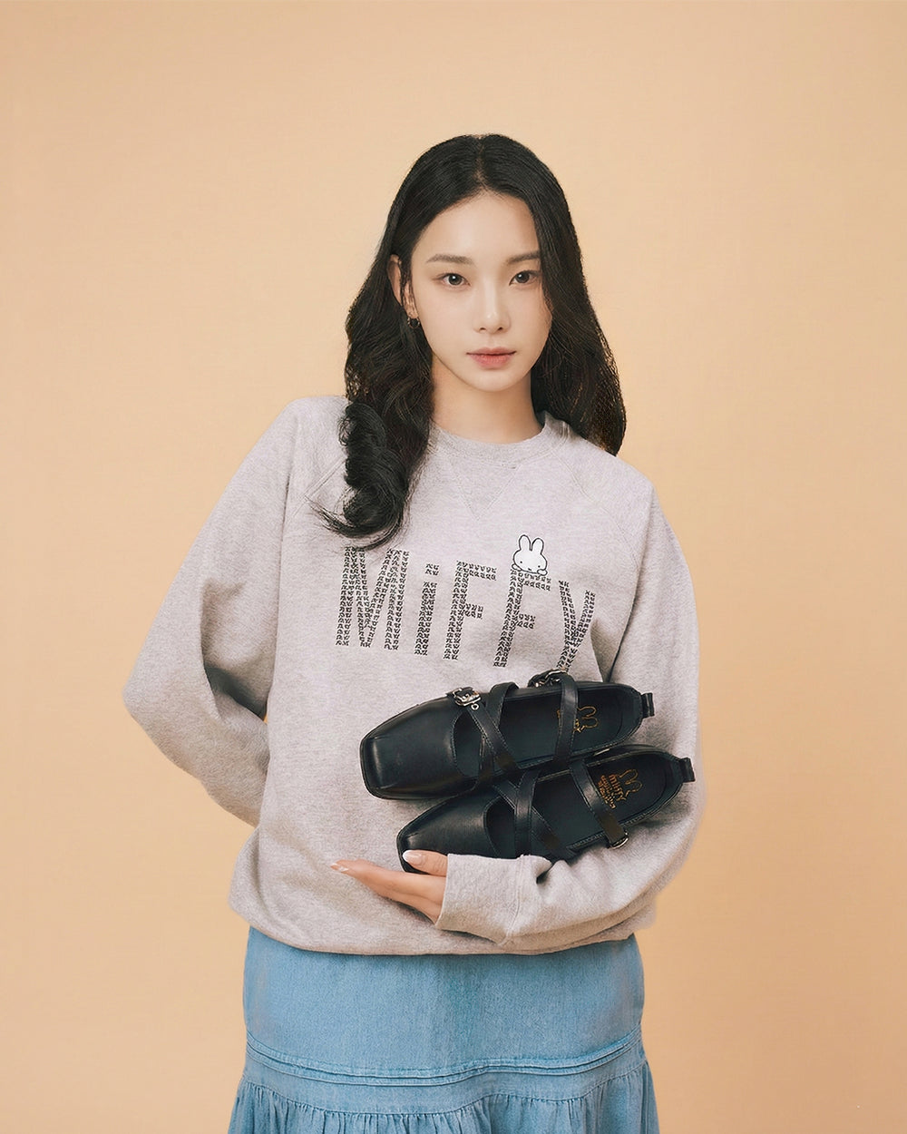 Miffy Sewing Logo Sweatshirt - Grey (GRY)