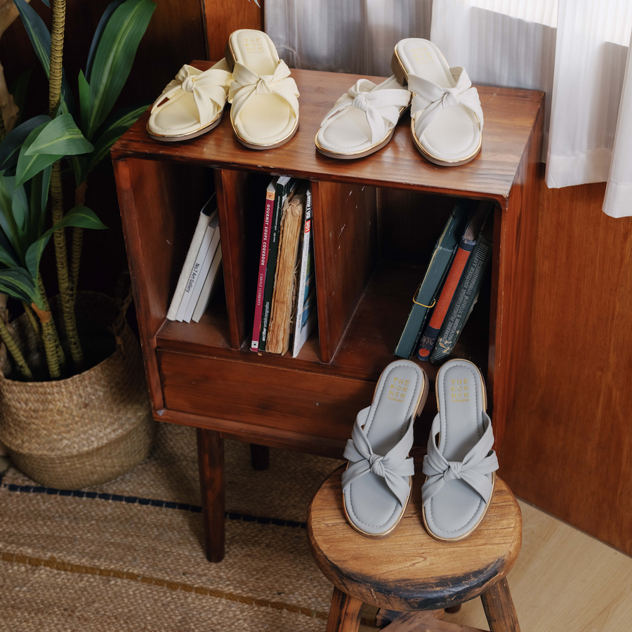 Kris Ribbon Slippers - Beige (BEI)
