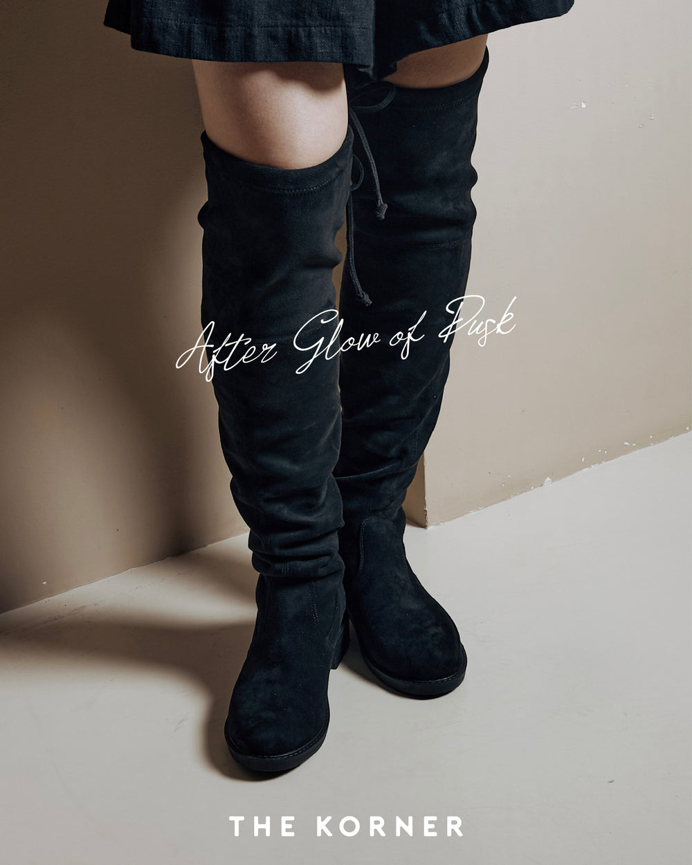 Kiley Slim Suede Boots - Long Length (BLK)