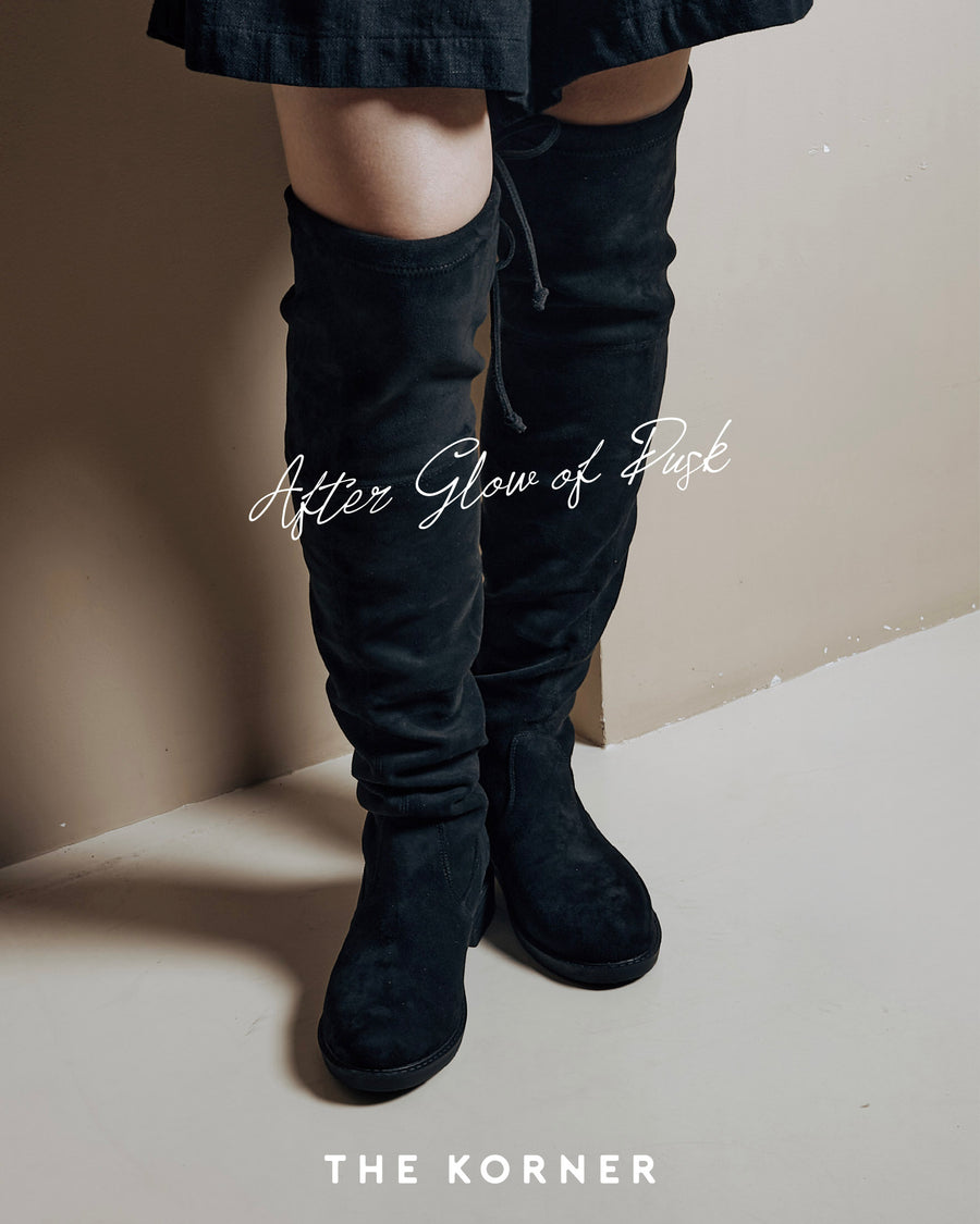 Kiley Slim Suede Boots - Long Length (BLK)