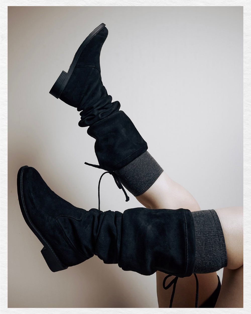 Kiley Slim Suede Boots - Long Length (BLK)